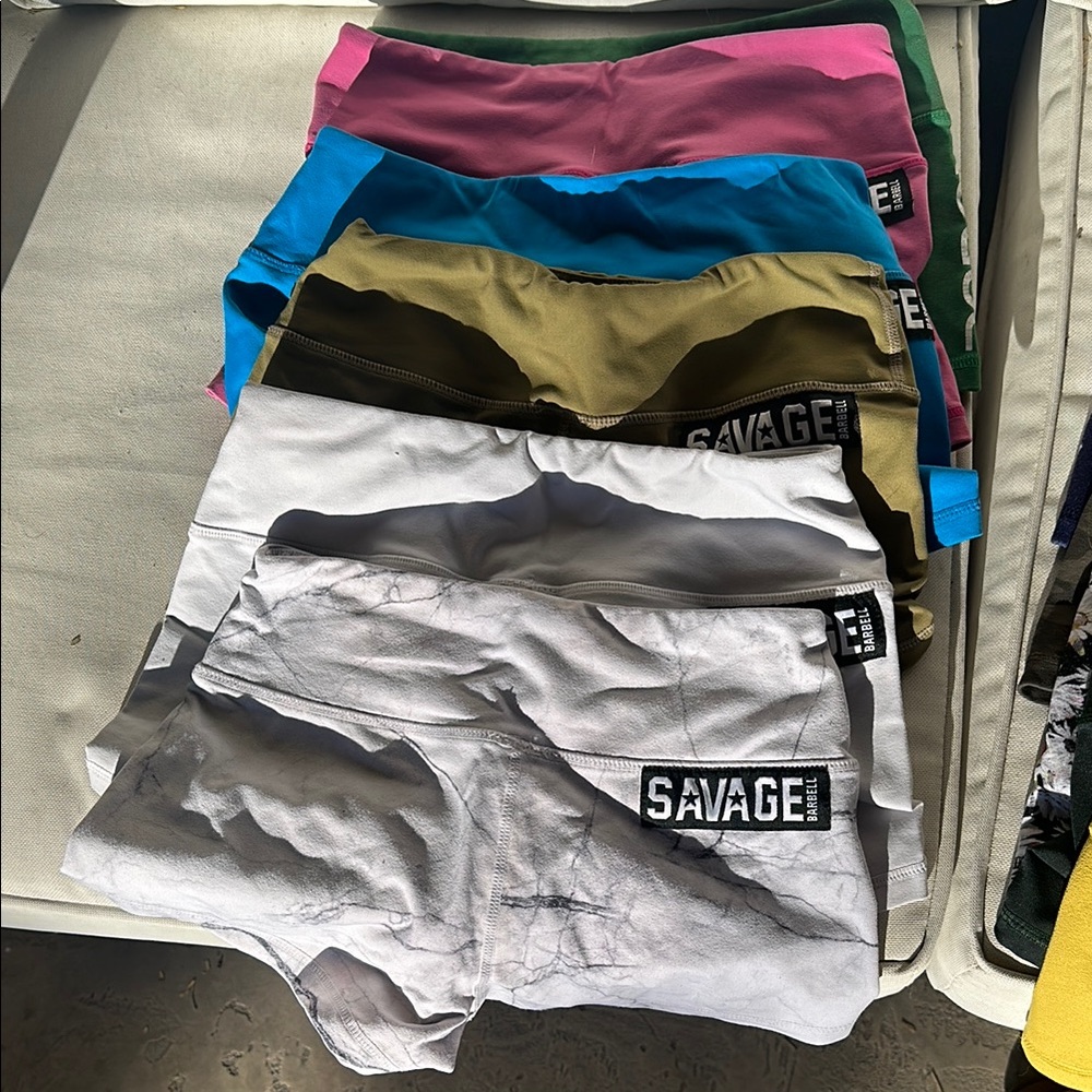 Savage Barbell Pink and Green Athletic Shorts